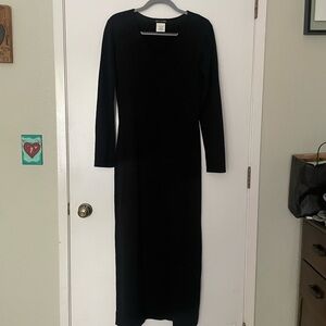 Esprit Black Maxi Sweater Dress with Long Sleeves